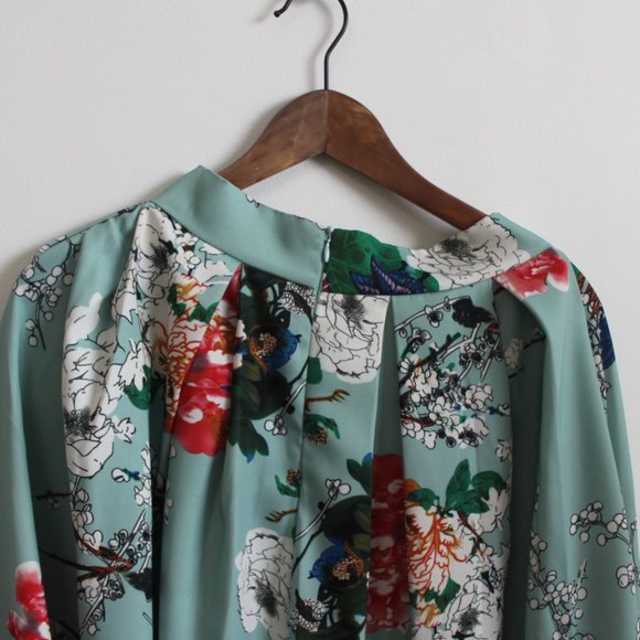 Blue floral A-Line knee-length skirt with pockets | 29 - Picture 2 of 4